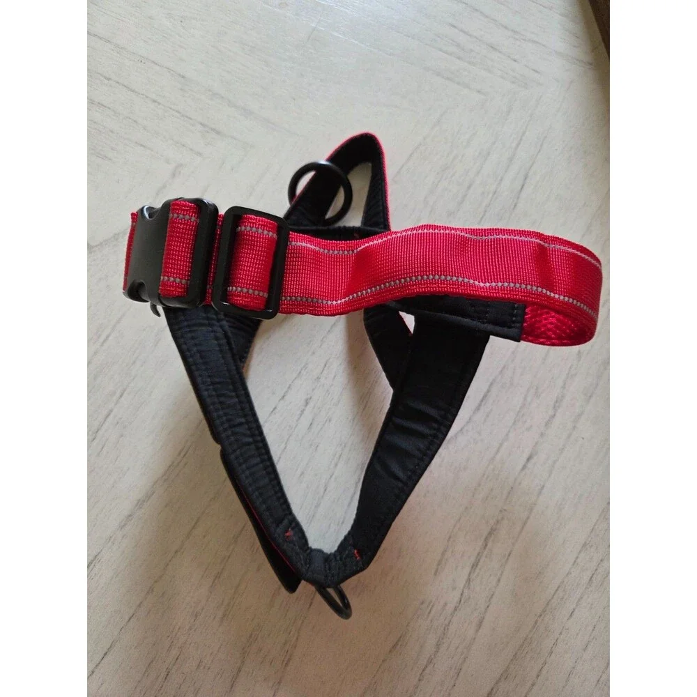 Red No Pull Adjustable Control Reflective Harness w/Two Removable Patches
